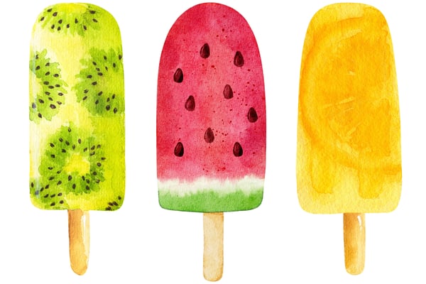 Paletas de kiwi, sandía y naranja 